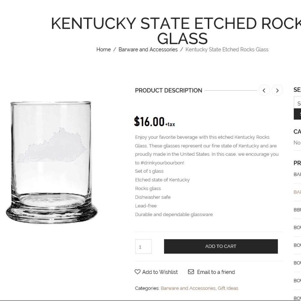 Kentucky State Etched Rocks Glasses (4)